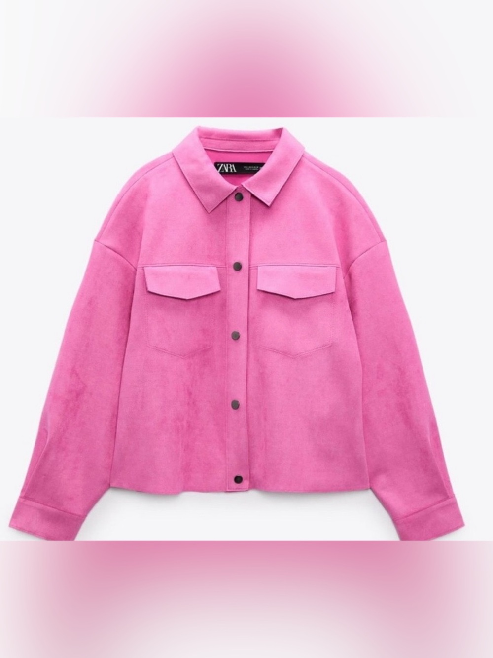 ZARA Bright Pink Suede-Style Overshirt Jacket